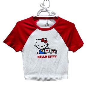 Hello Kitty Red Graphic Cropped Tee size M Kawaii Sanrio Top Cute Y2K Style